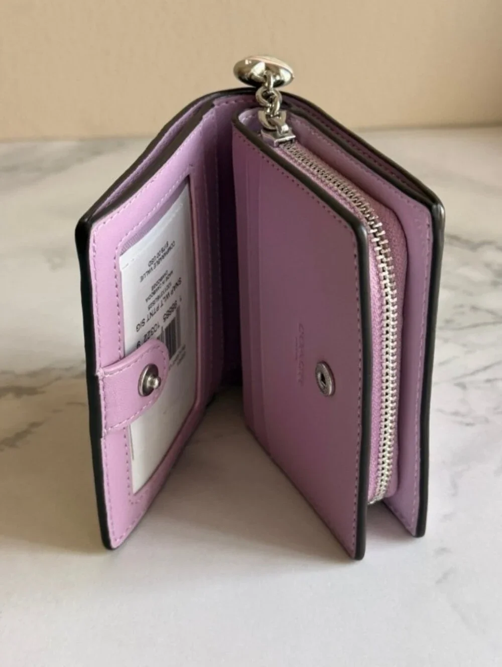 Coach Klare Crossbody In Signature Leather Silver/Light Violet and wallet
